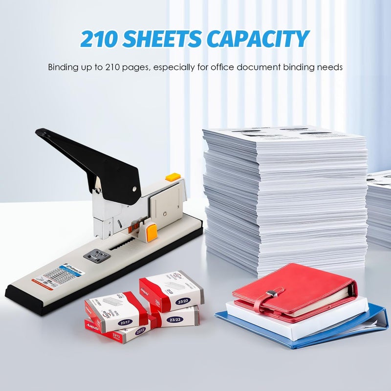 Frifreego Heavy Duty Stapler 210 Sheets Capacity, Effortless Office School Stapler with Adjustable Stapling Width of 60mm (2.36") with 4000 Staples, White - Image 5